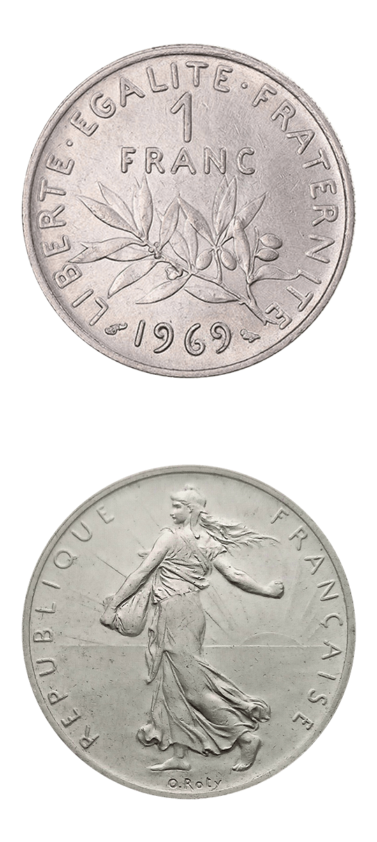 Sämann 1 französischer Franc Silber