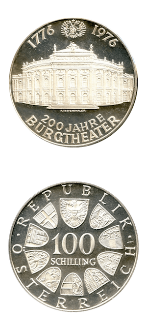 SCHILLING 100 Burgtheater 1976 Silver 92.5%